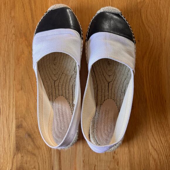 J. Crew Cap Toe Slingback Espadrilles in Canvas Made in Spain White Black Size 7 - Picture 2 of 9